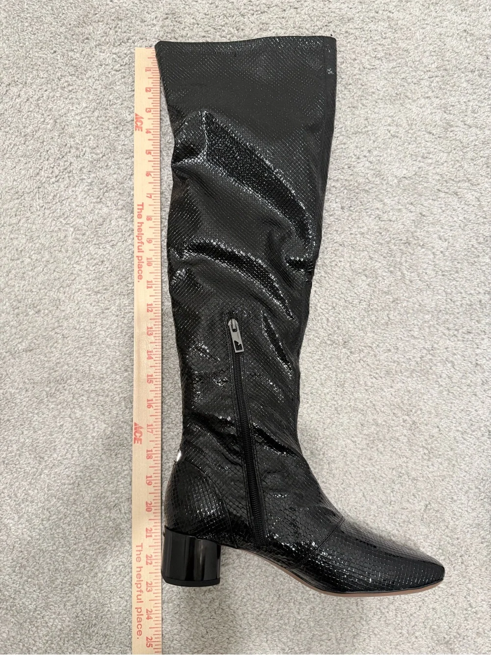 Franco Sarto Over the Knee Black Faux Snakeskin Embossed boots